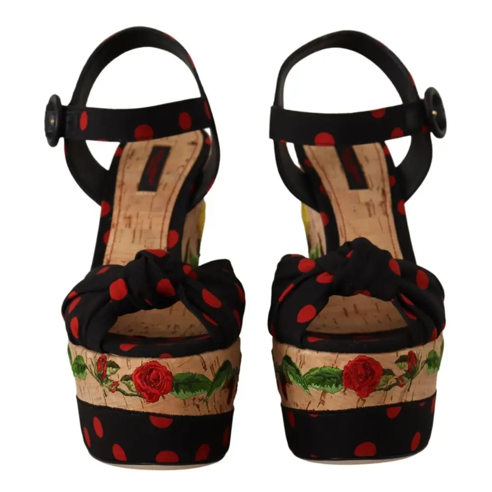 Dolce & Gabbana Multicolor Plateau Keile Sandalen Charmeuse Schuhe - EU37/US6.5