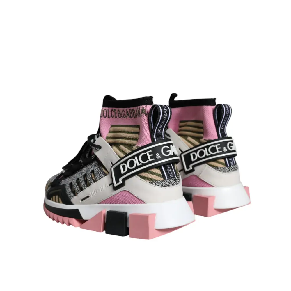 Dolce & Gabbana Multicolor Sorrento Socken Logo Turnschuhe Schuhe - EU36.5/US6