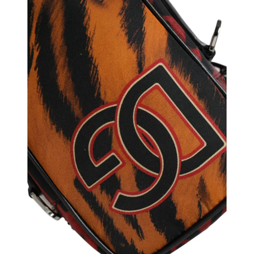 Dolce & Gabbana Multicolor Tiger Print Nylon Logo Cross Body Bag