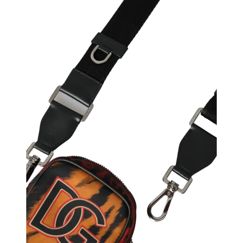 Dolce & Gabbana Multicolor Tiger Print Nylon Logo Cross Body Bag