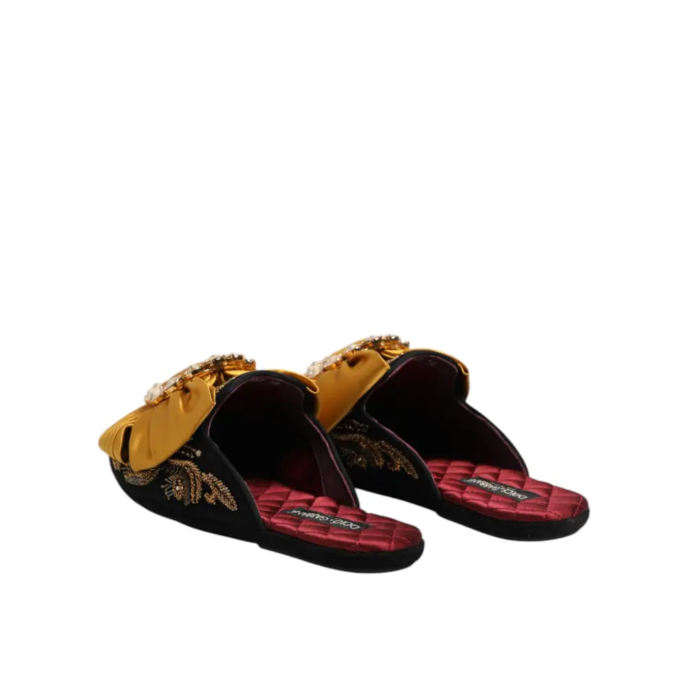 Dolce & Gabbana Multicolor verschönerte flache Sandalen Schuhe - EU44/US13.5