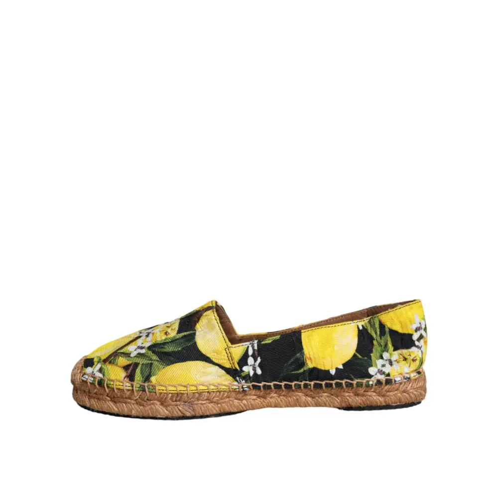 Dolce & Gabbana Multicolor Zitrone Slip On Espadrilles Schuhe - EU35/US4.5