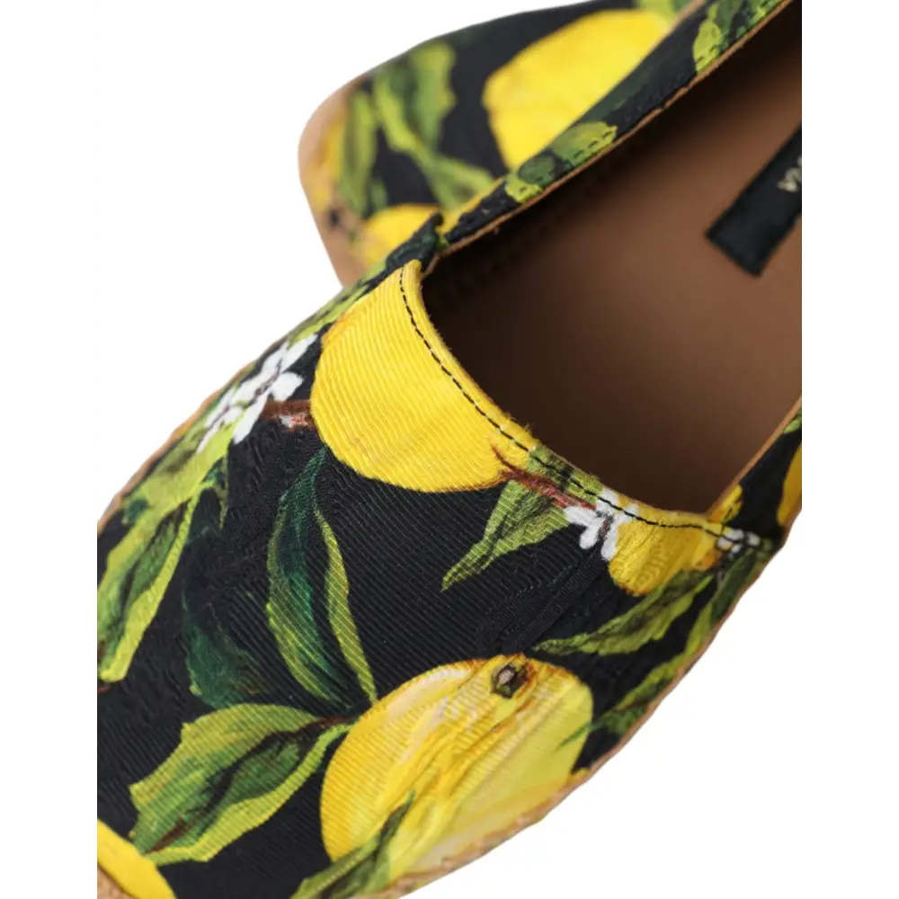 Dolce & Gabbana Multicolor Zitrone Slip On Espadrilles Schuhe