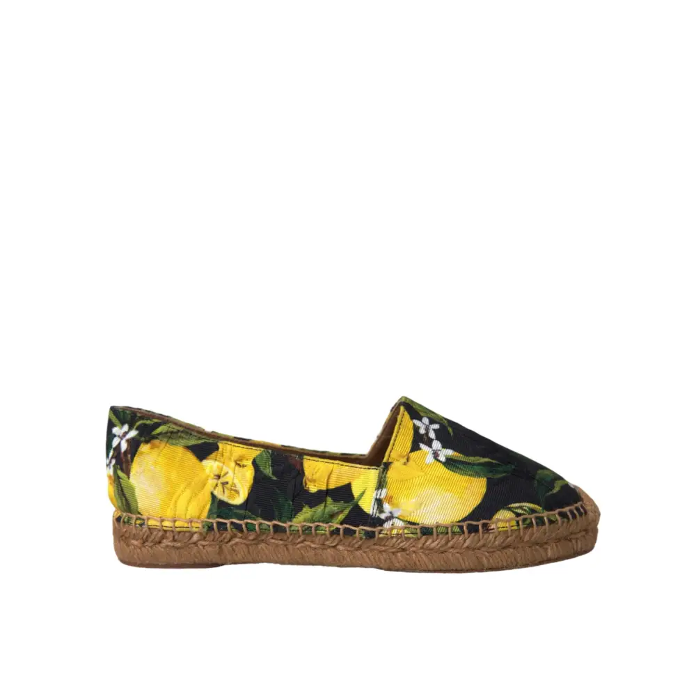 Dolce & Gabbana Multicolor Zitrone Slip On Espadrilles Schuhe