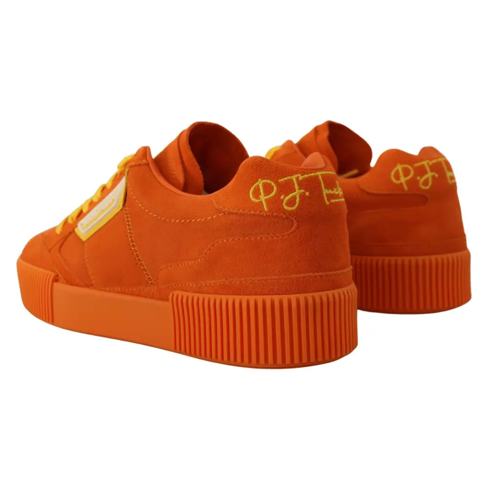 Dolce & Gabbana Orange Leder P.j. Tucker Turnschuhe Schuhe