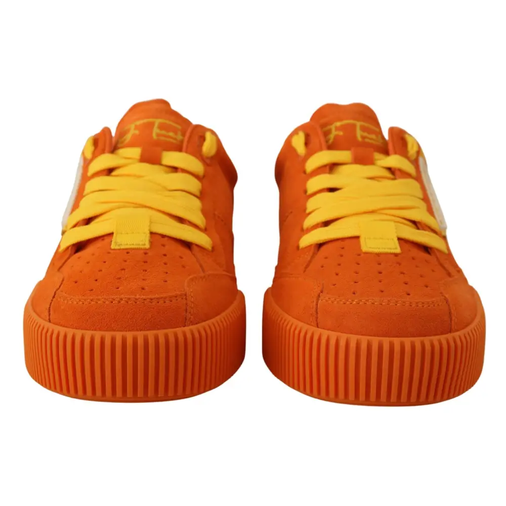 Dolce & Gabbana Orange Leder P.j. Tucker Turnschuhe Schuhe