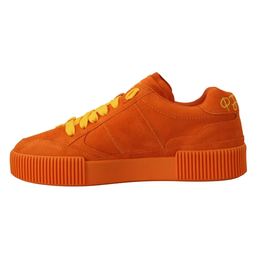 Dolce & Gabbana Orange Leder P.j. Tucker Turnschuhe Schuhe
