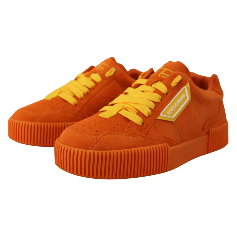 Dolce & Gabbana Orange Leder P.j. Tucker Turnschuhe Schuhe