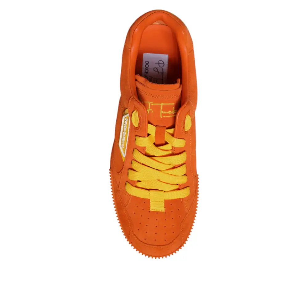Dolce & Gabbana Orange Miami Leder Low Top Turnschuhe Schuhe - EU40/US7