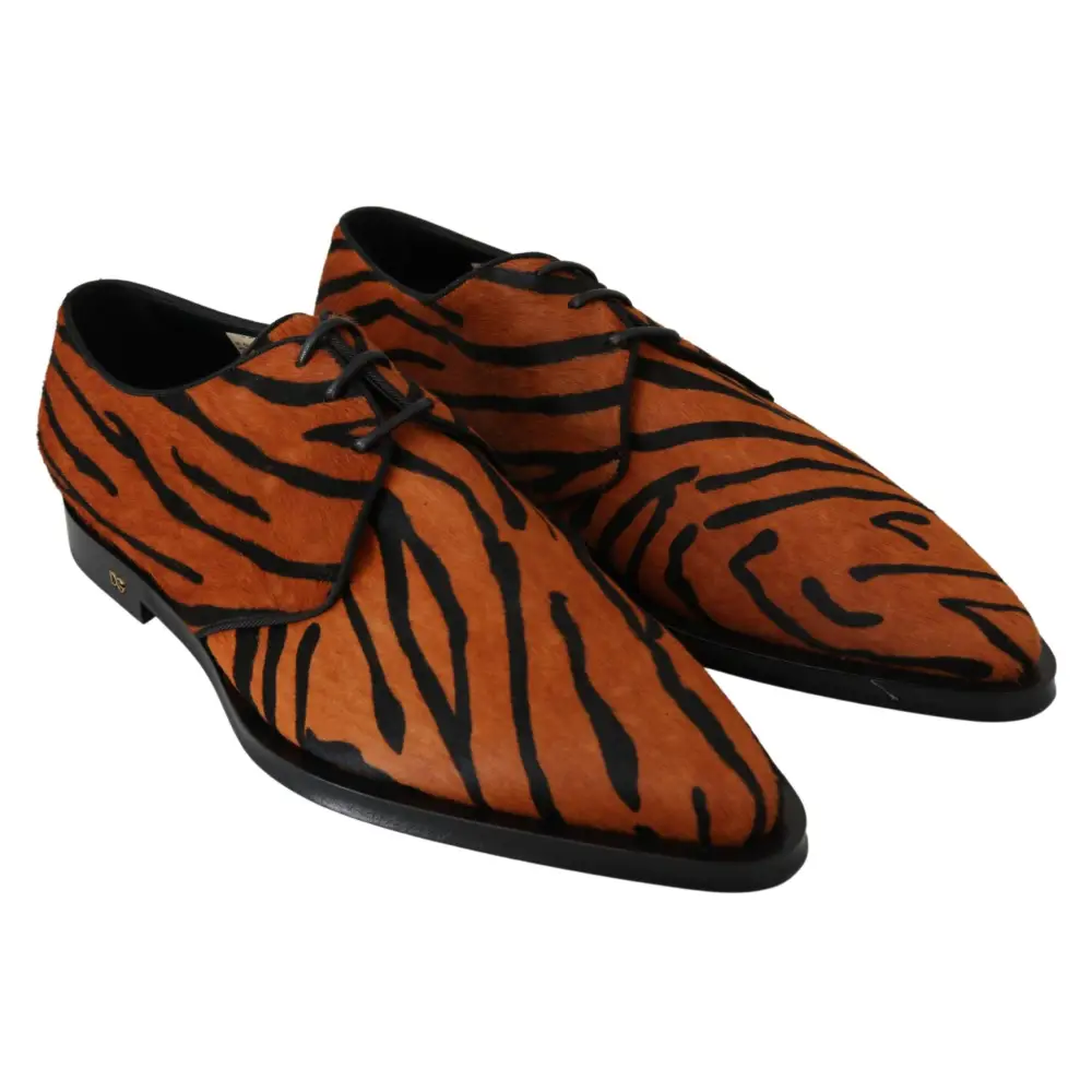 Dolce & Gabbana Orange Pony Haar Formal Kleid Broque Schuhe - EU41/US10.5