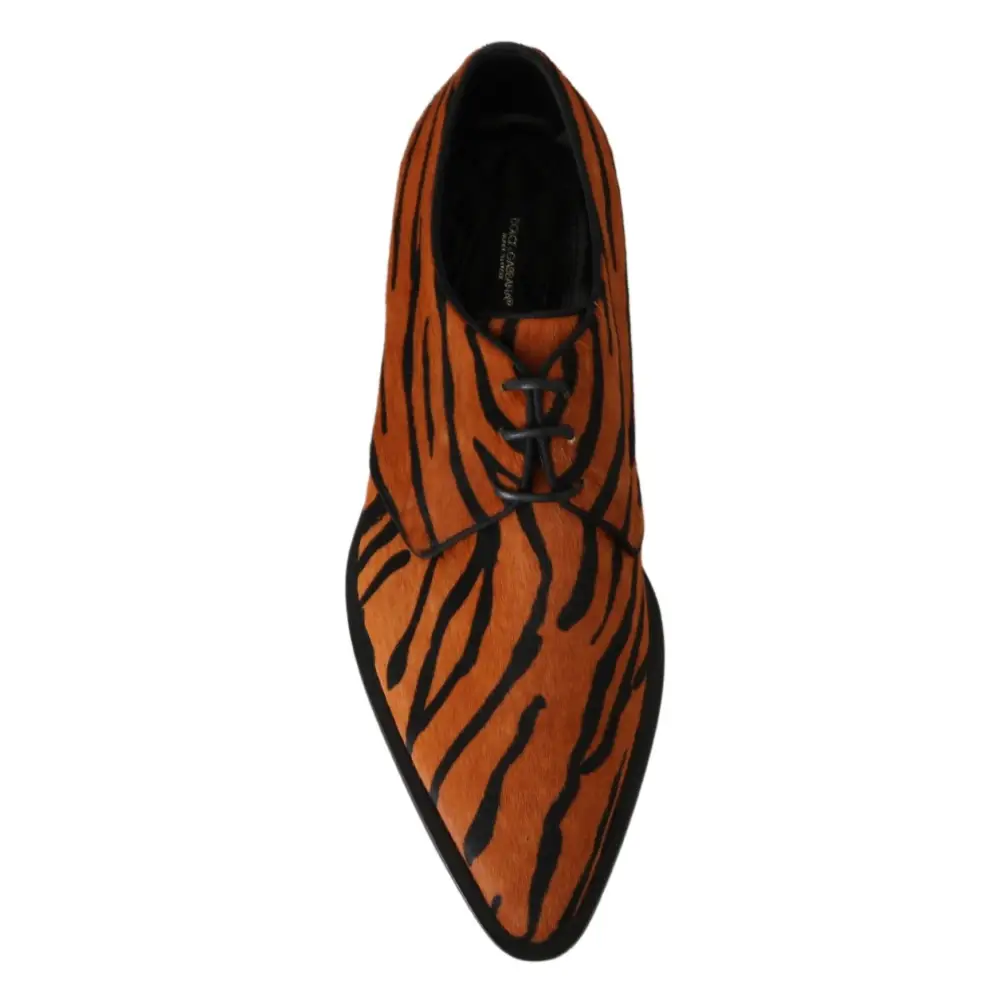 Dolce & Gabbana Orange Pony Haar Formal Kleid Broque Schuhe - EU41/US10.5