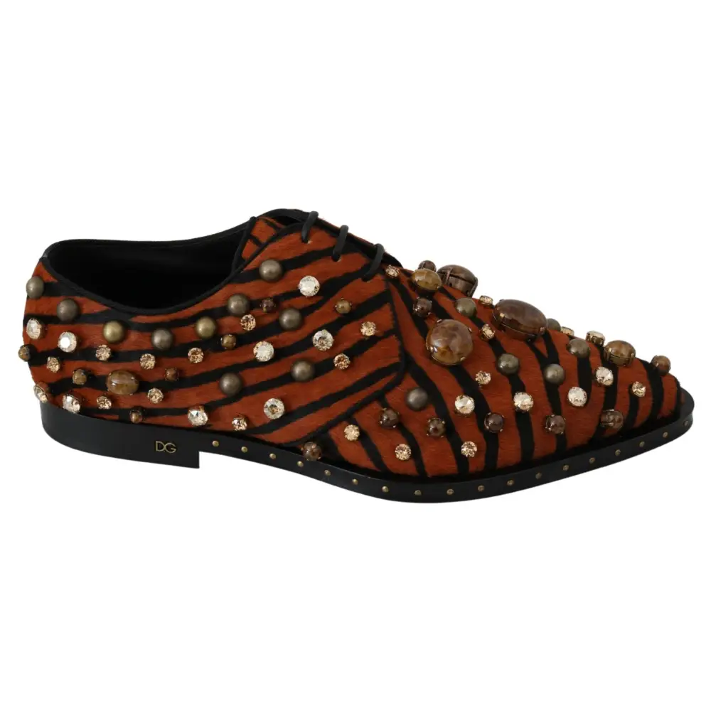 Dolce & Gabbana Orange Pony Haar Kristall Kleid Broque Schuhe - EU40/US9.5