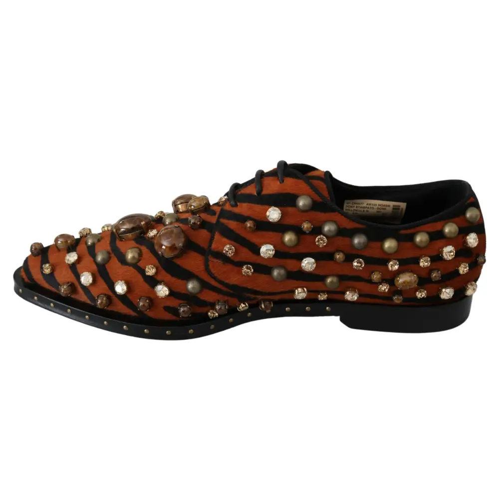 Dolce & Gabbana Orange Pony Haar Kristall Kleid Broque Schuhe - EU40/US9.5