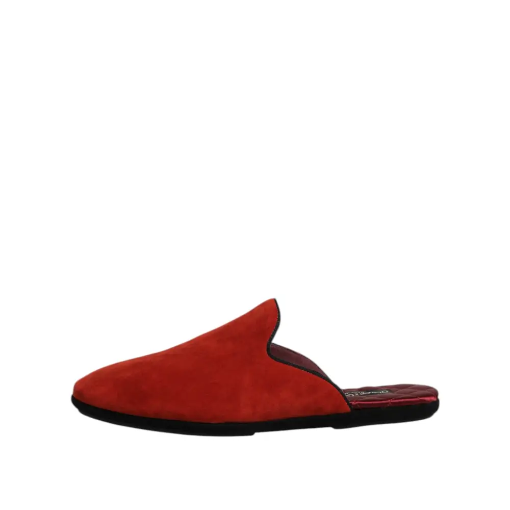 Dolce & Gabbana Orange Wildleder Pantoffeln Flache Hausschuhe - EU39/US6