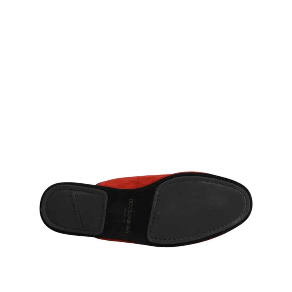 Dolce & Gabbana Orange Wildleder Pantoffeln Flache Hausschuhe - EU39/US6