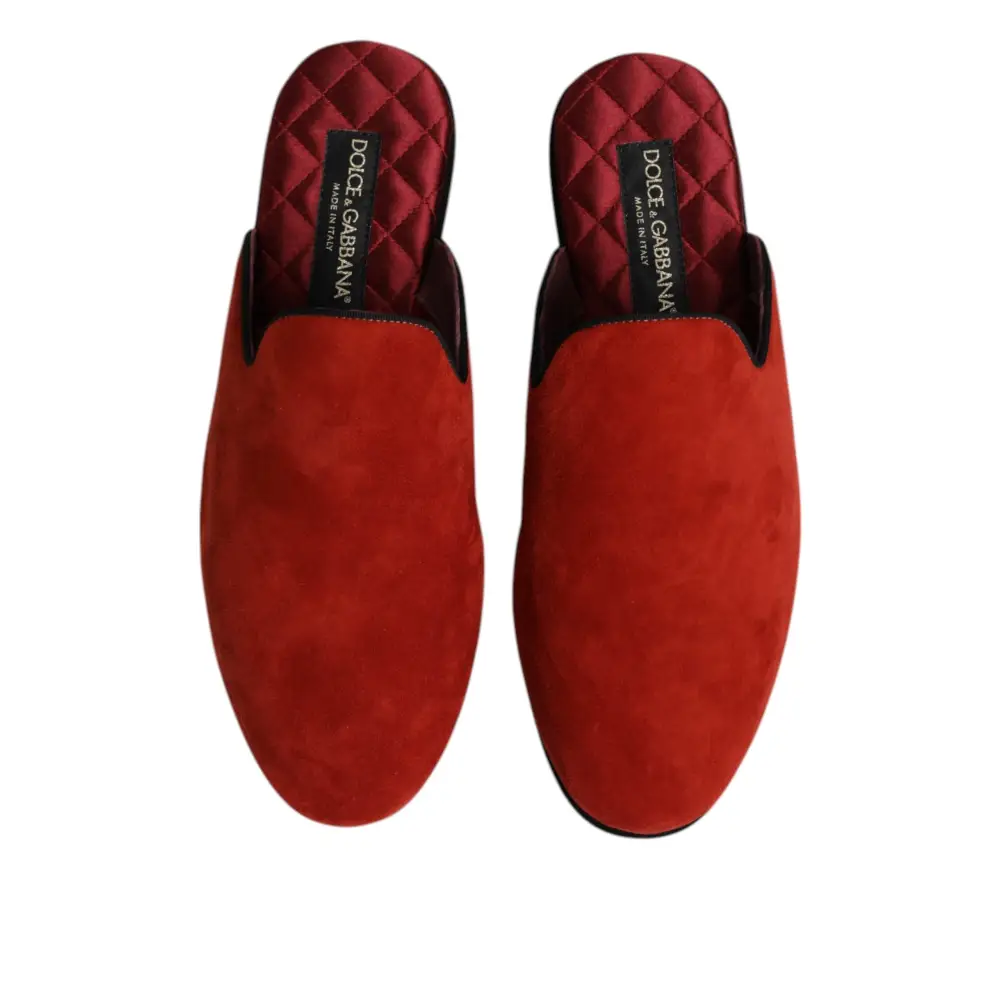 Dolce & Gabbana Orange Wildleder Pantoffeln Flache Hausschuhe - EU39/US6