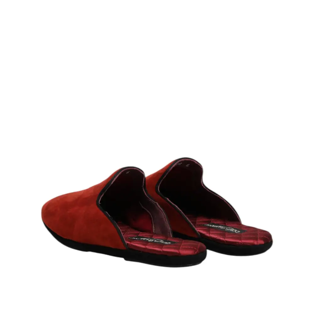 Dolce & Gabbana Orange Wildleder Pantoffeln Flache Hausschuhe - EU39/US6