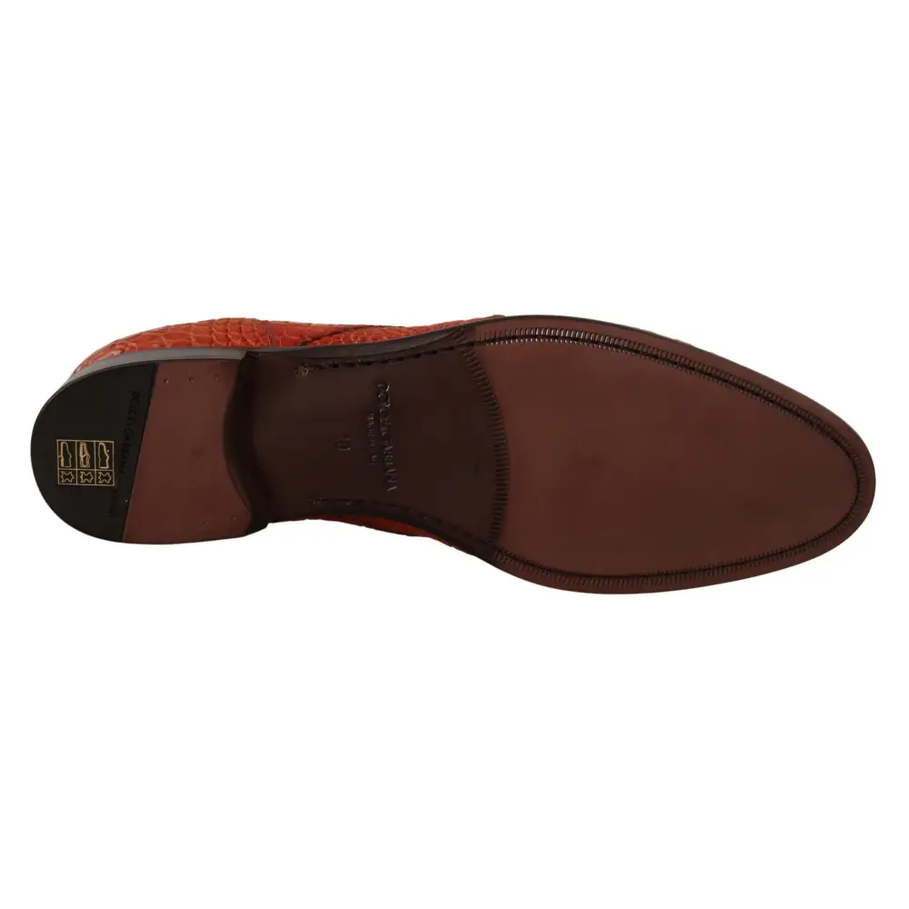 Dolce & Gabbana Orangefarbene Derby-Schuhe aus exotischem Leder
