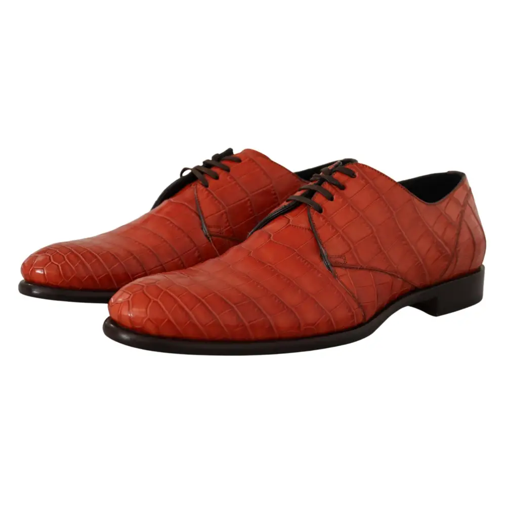 Dolce & Gabbana Orangefarbene Derby-Schuhe aus exotischem Leder