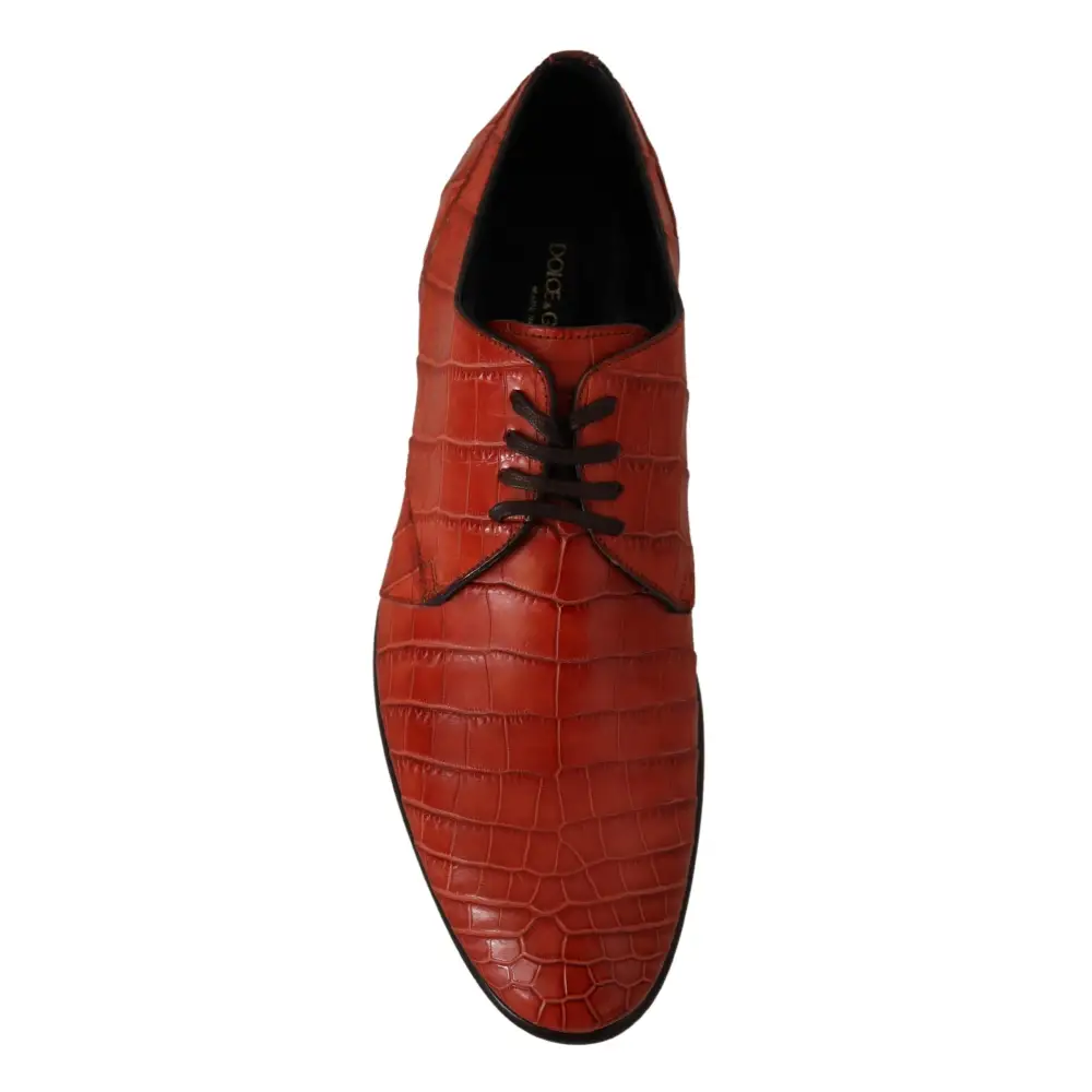Dolce & Gabbana Orangefarbene Derby-Schuhe aus exotischem Leder