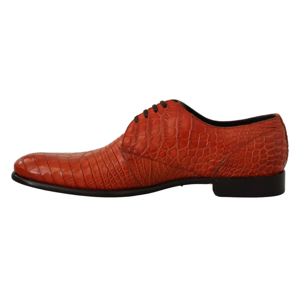 Dolce & Gabbana Orangefarbene Derby-Schuhe aus exotischem Leder