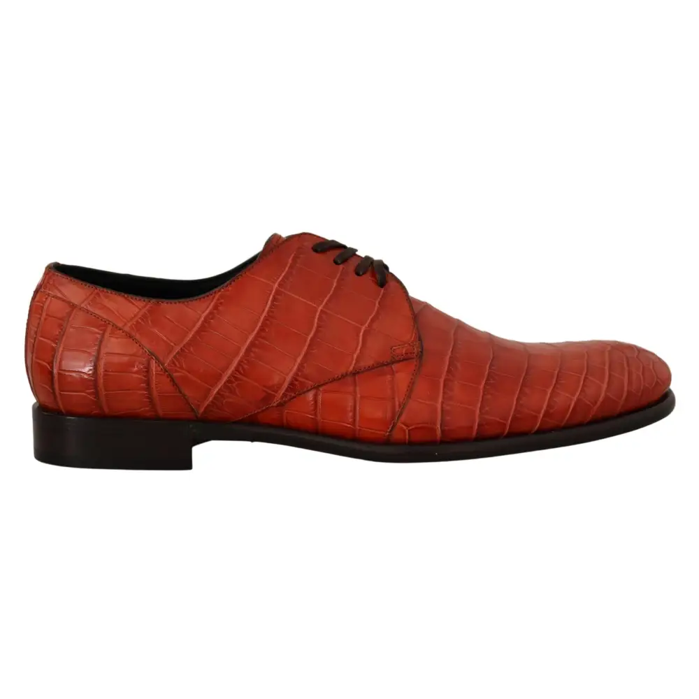 Dolce & Gabbana Orangefarbene Derby-Schuhe aus exotischem Leder