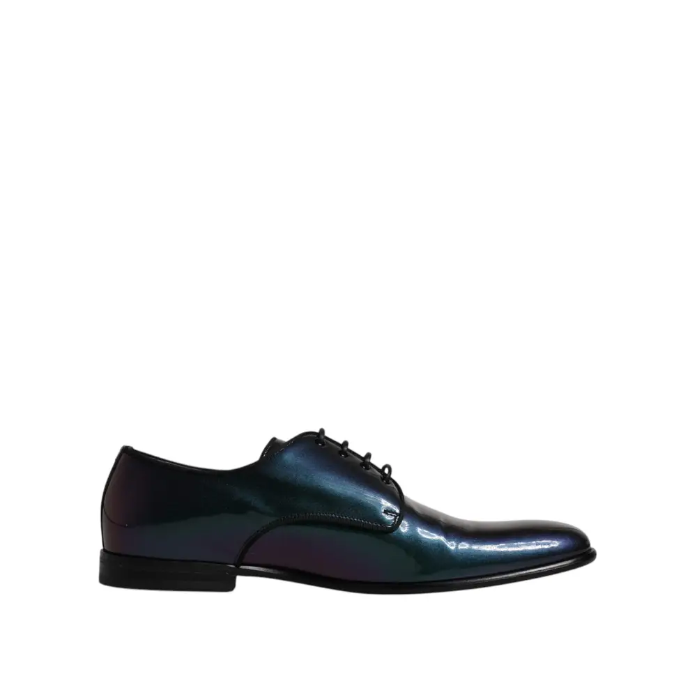 Dolce & Gabbana Peacock Lackleder Derby Männer Kleid Schuhe - EU44/US11