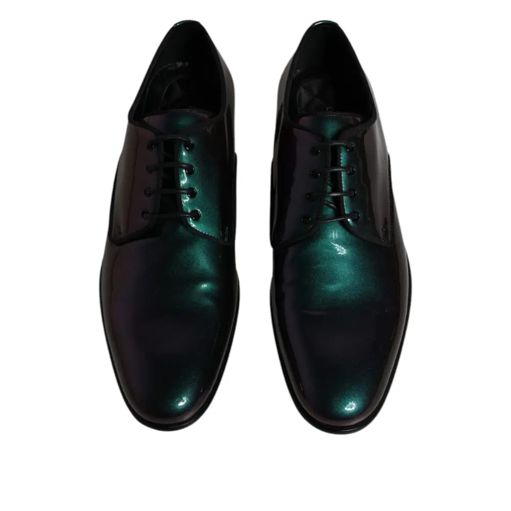 Dolce & Gabbana Peacock Lackleder Derby Männer Kleid Schuhe - EU44/US11