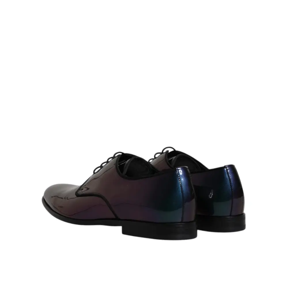 Dolce & Gabbana Peacock Lackleder Derby Männer Kleid Schuhe - EU44/US11