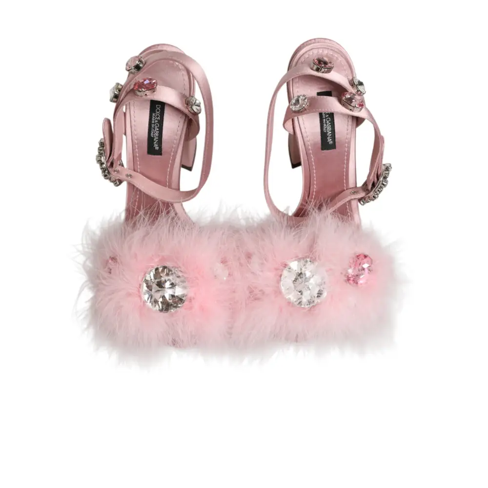 Dolce & Gabbana Pinke Sandalen mit Pailletten und Knöchelriemen