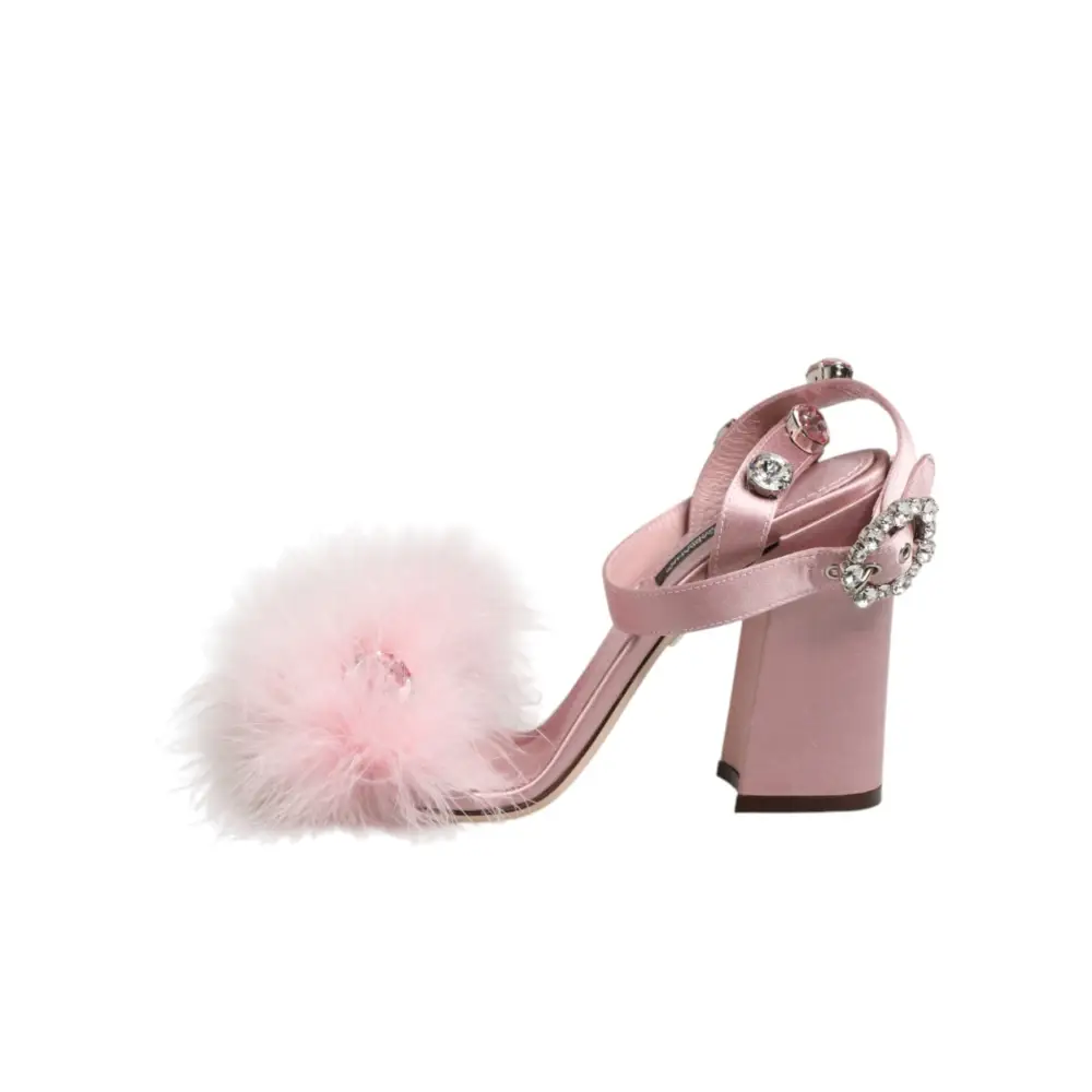 Dolce & Gabbana Pinke Sandalen mit Pailletten und Knöchelriemen