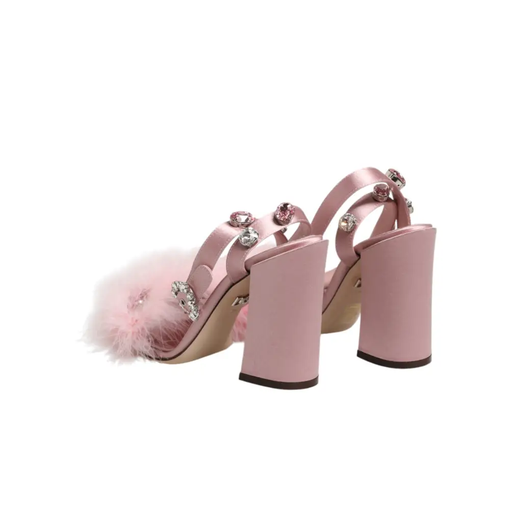 Dolce & Gabbana Pinke Sandalen mit Pailletten und Knöchelriemen