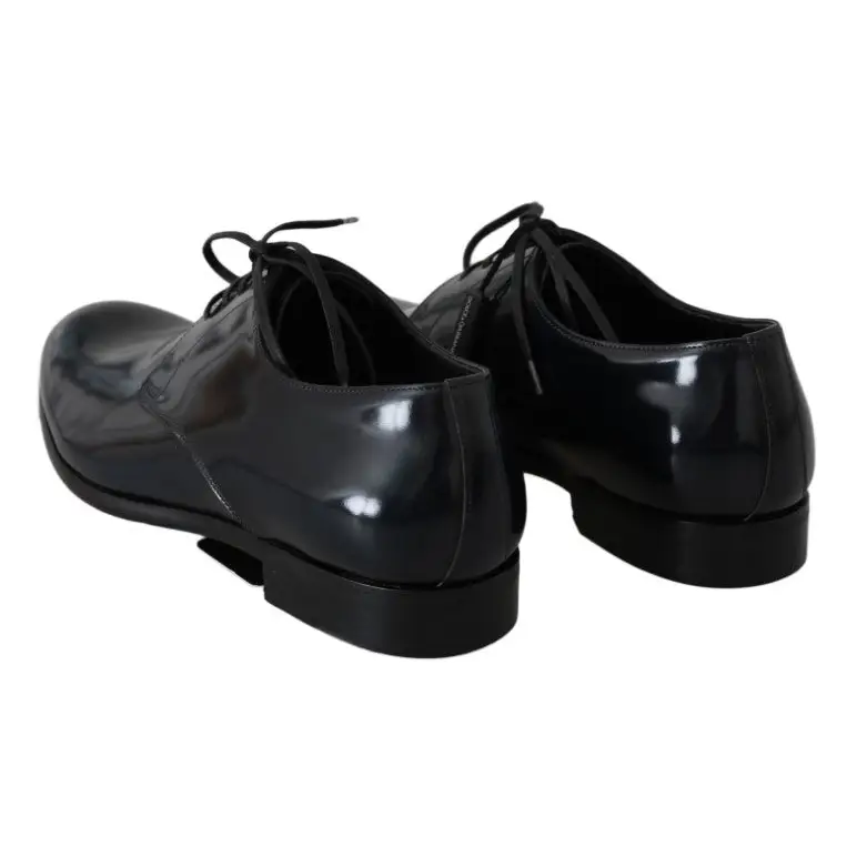 Dolce & Gabbana Polierte Derby-Schuhe aus blauem Leder - EU39/US6