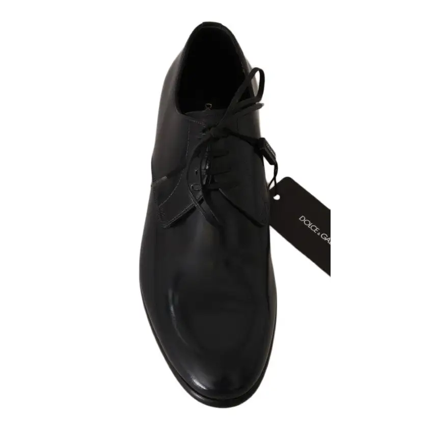 Dolce & Gabbana Polierte Derby-Schuhe aus blauem Leder - EU39/US6