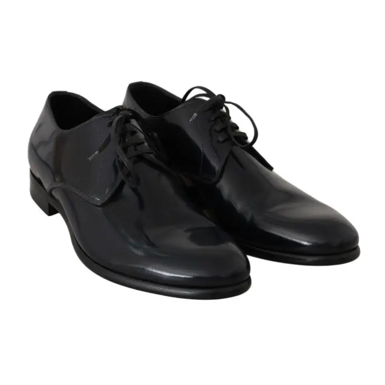 Dolce & Gabbana Polierte Derby-Schuhe aus blauem Leder - EU39/US6