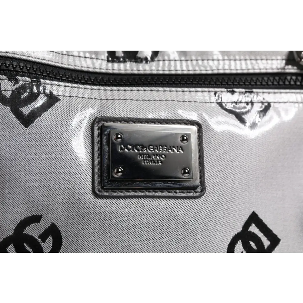 Dolce & Gabbana Polyester Grau Schwarz DG Logo Plaque Rucksack Tasche