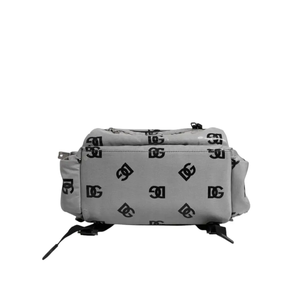 Dolce & Gabbana Polyester Grau Schwarz DG Logo Plaque Rucksack Tasche