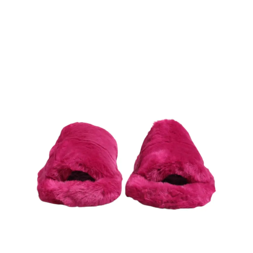 Dolce & Gabbana Rosa Acryl Kunstfell Herren Flats Sandalen Schuhe