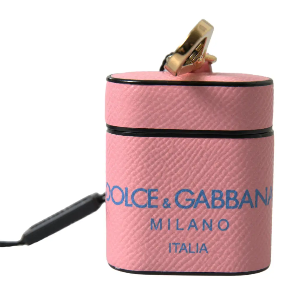 Dolce & Gabbana Rosa Blau Kalbsleder Logo Print Riemen Airpods Fall