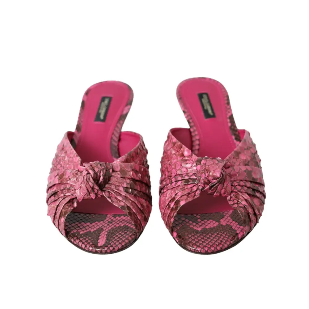 Dolce & Gabbana Rosa Exotische Leder Kitten Heels Rutschen Schuhe