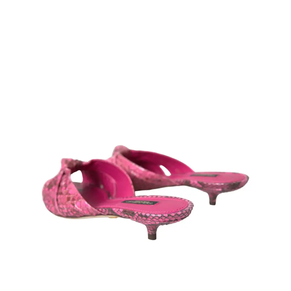 Dolce & Gabbana Rosa Exotische Leder Kitten Heels Rutschen Schuhe