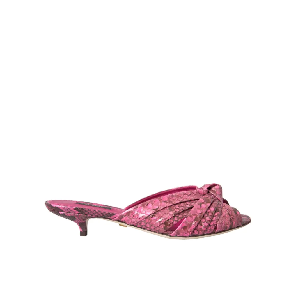 Dolce & Gabbana Rosa Exotische Leder Kitten Heels Rutschen Schuhe