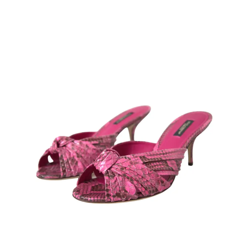 Dolce & Gabbana Rosa Exotische Leder Kitten Heels Rutschen Schuhe