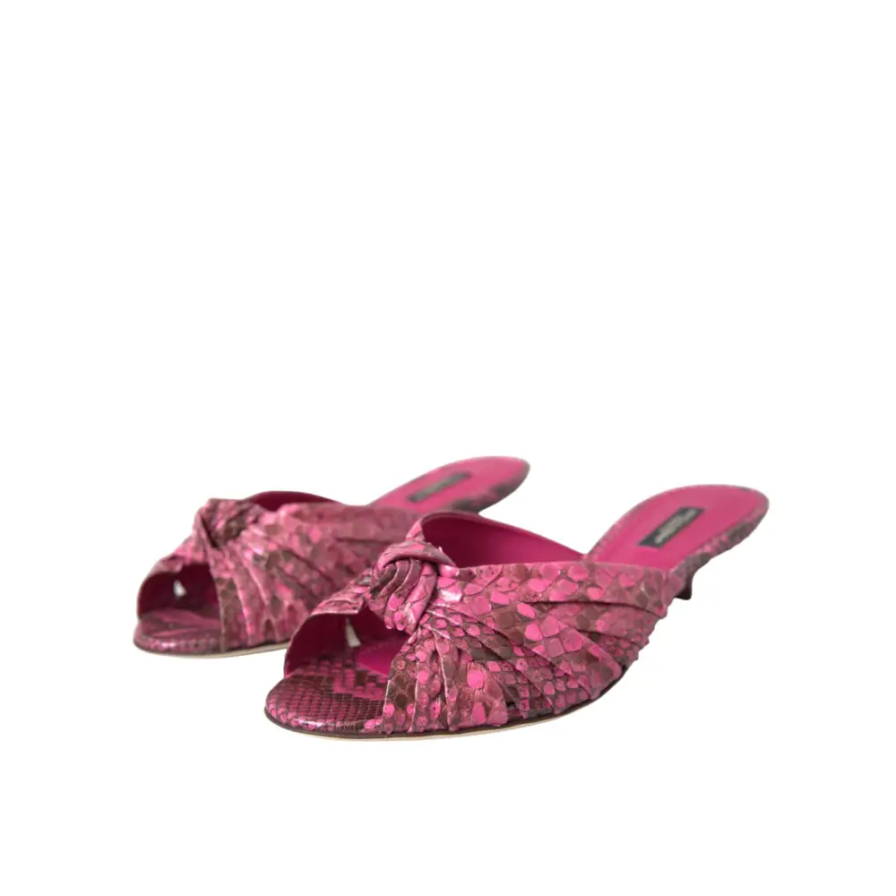 Dolce & Gabbana Rosa Exotische Leder Kitten Heels Rutschen Schuhe