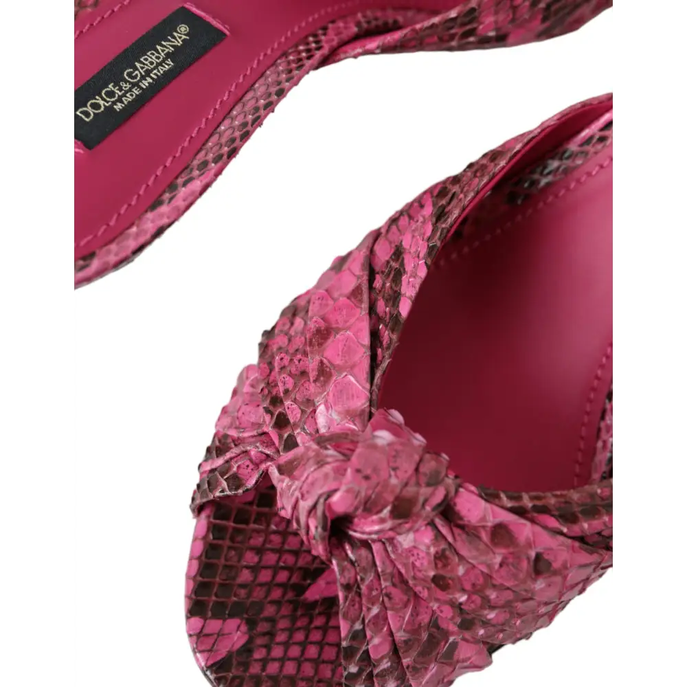 Dolce & Gabbana Rosa Exotische Leder Kitten Heels Rutschen Schuhe