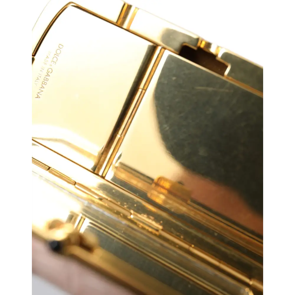 Dolce & Gabbana Rosa Exotisches Leder Mini-Spiegel Quaste Makeup Tasche