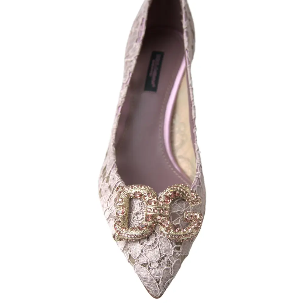 Dolce & Gabbana Rosa Floral Spitze DG Kristall Pumps Schuhe
