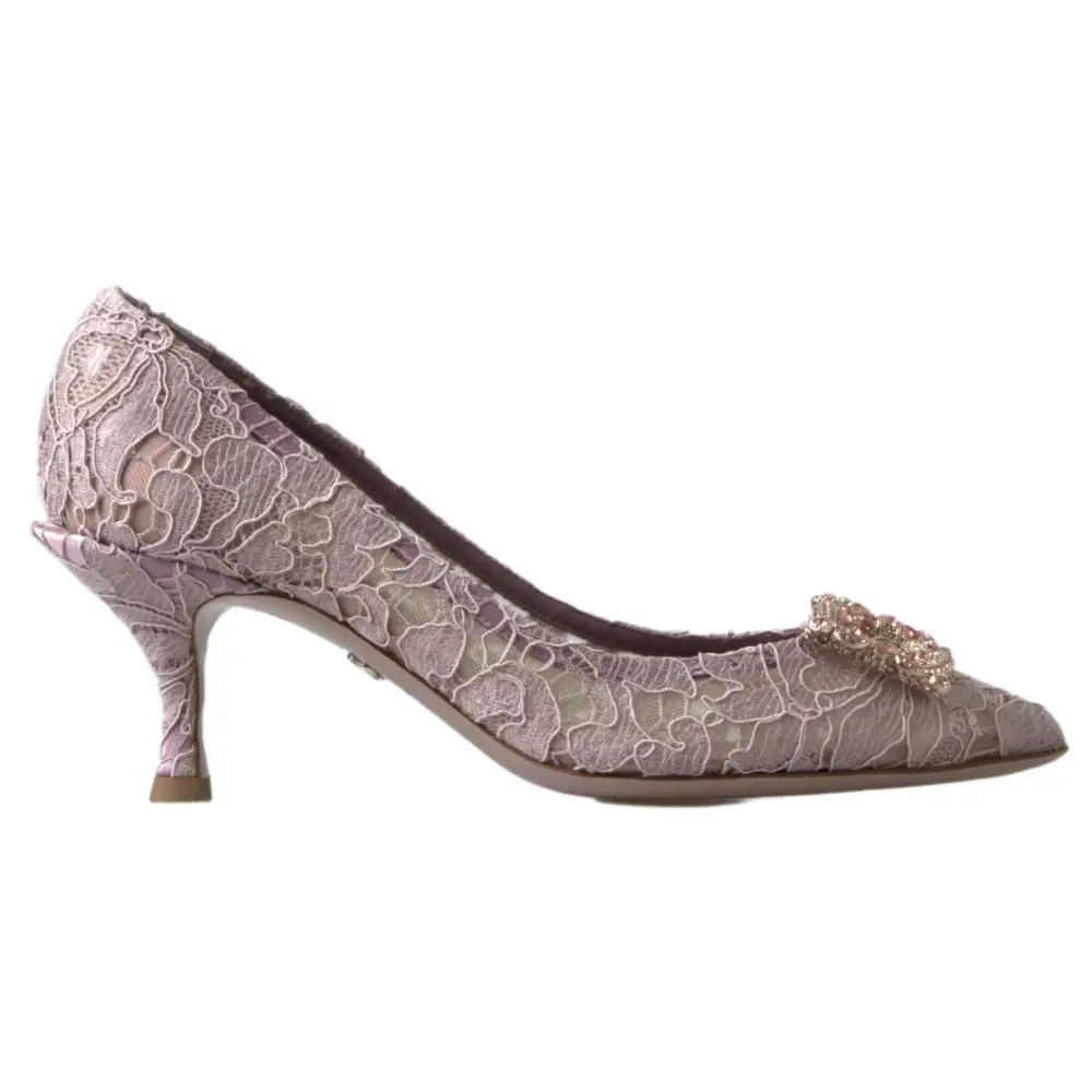 Dolce & Gabbana Rosa Floral Spitze DG Kristall Pumps Schuhe