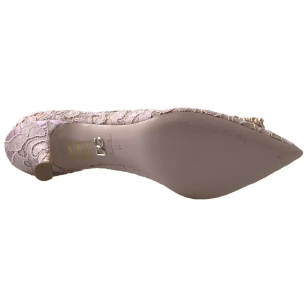 Dolce & Gabbana Rosa Floral Spitze DG Kristall Pumps Schuhe