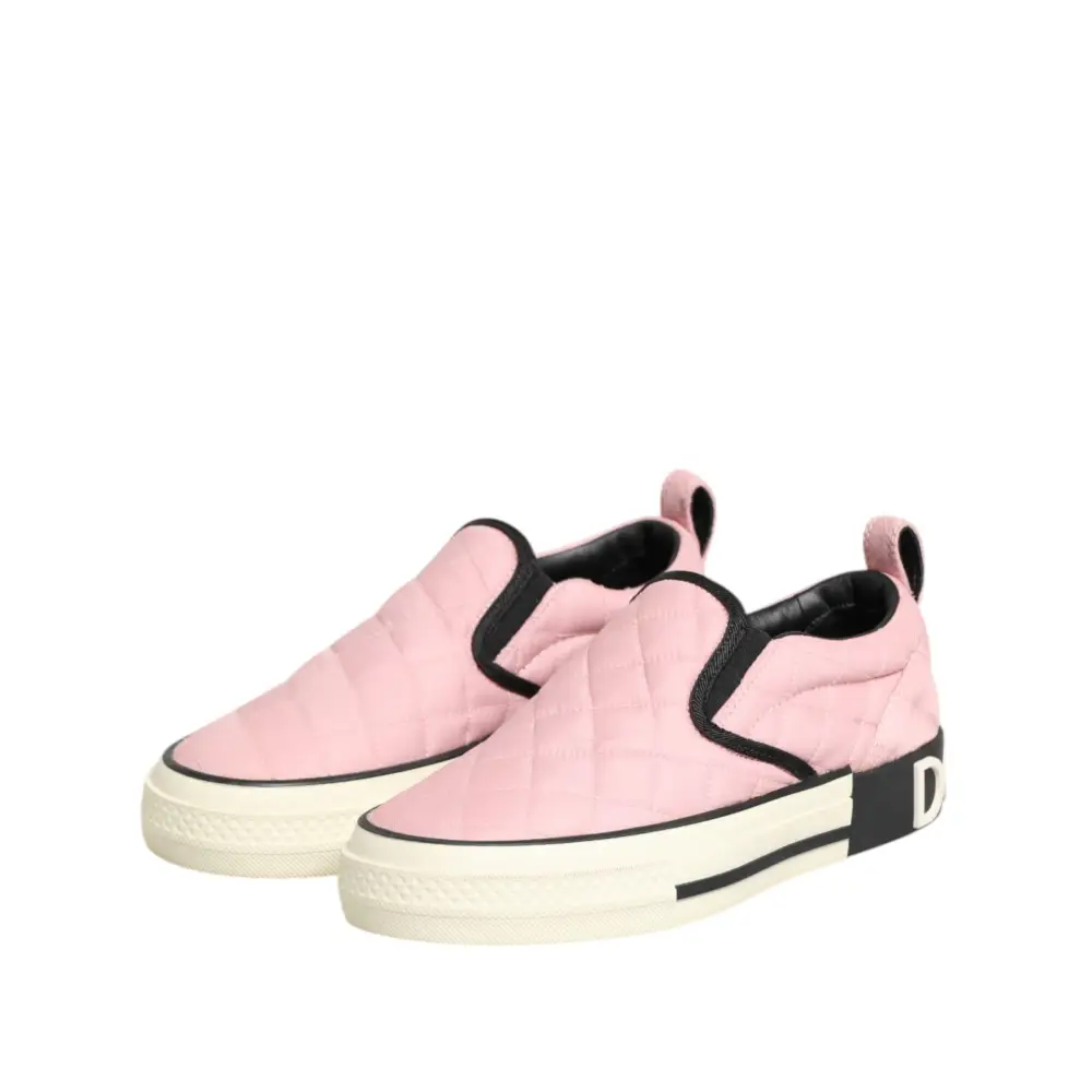Dolce & Gabbana Rosa gesteppte Nylon Slip-On Sneaker Schuhe
